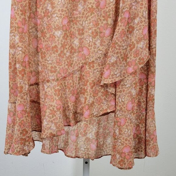 Free People Asymmetrical Skirt in Pink Floral - Picture 5 of 9